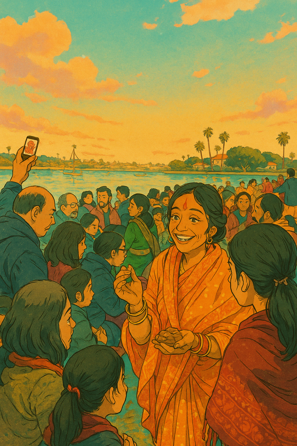 Chhath Puja celebration at Newport Dunes waterfront by BJ Bandhu