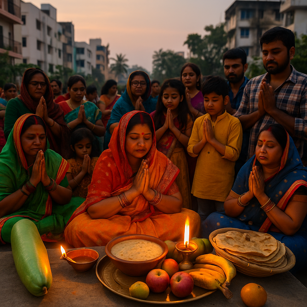 Kharna prasad: rasiya kheer, roti, diya and fruits for Chhath Puja