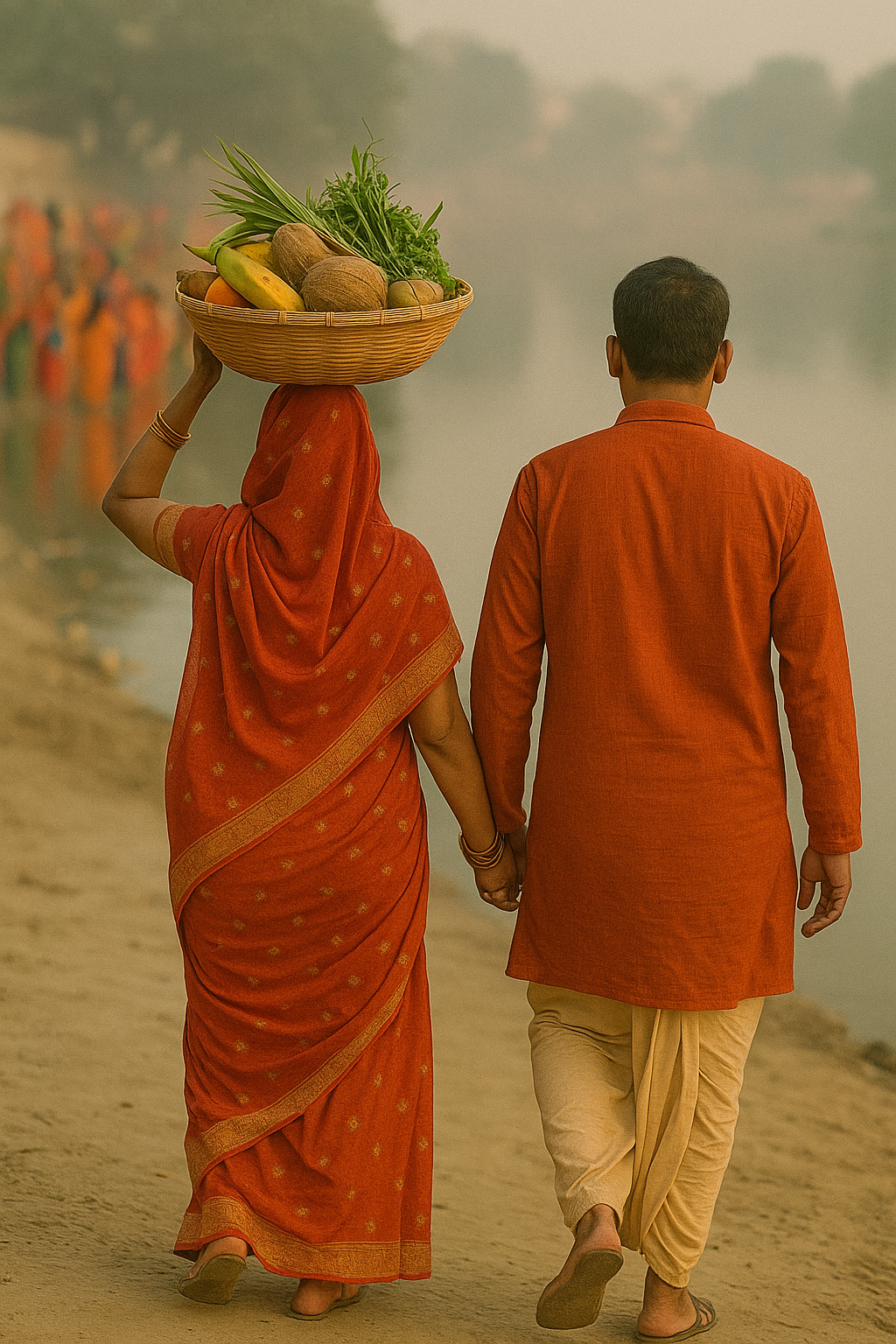 Volunteers arranging diyas